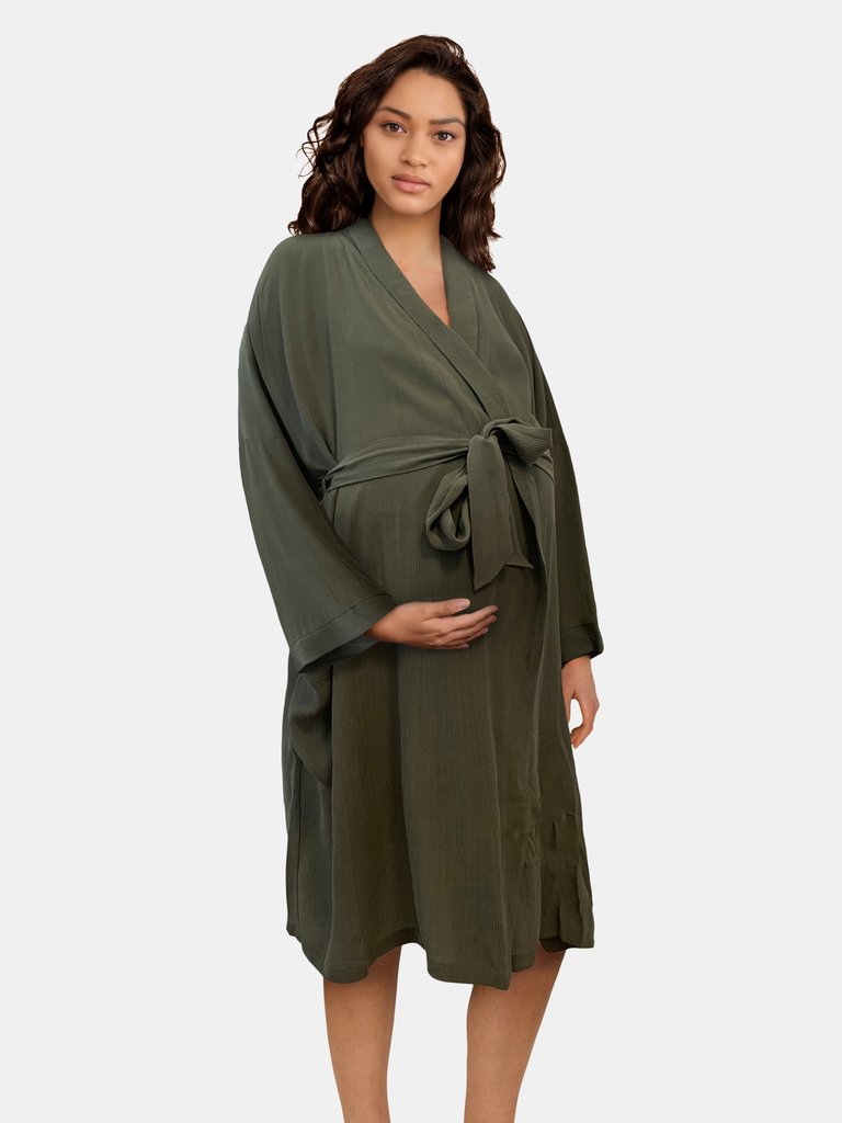 100% Sustainable Robe + Mask Gift Set - Olive Green