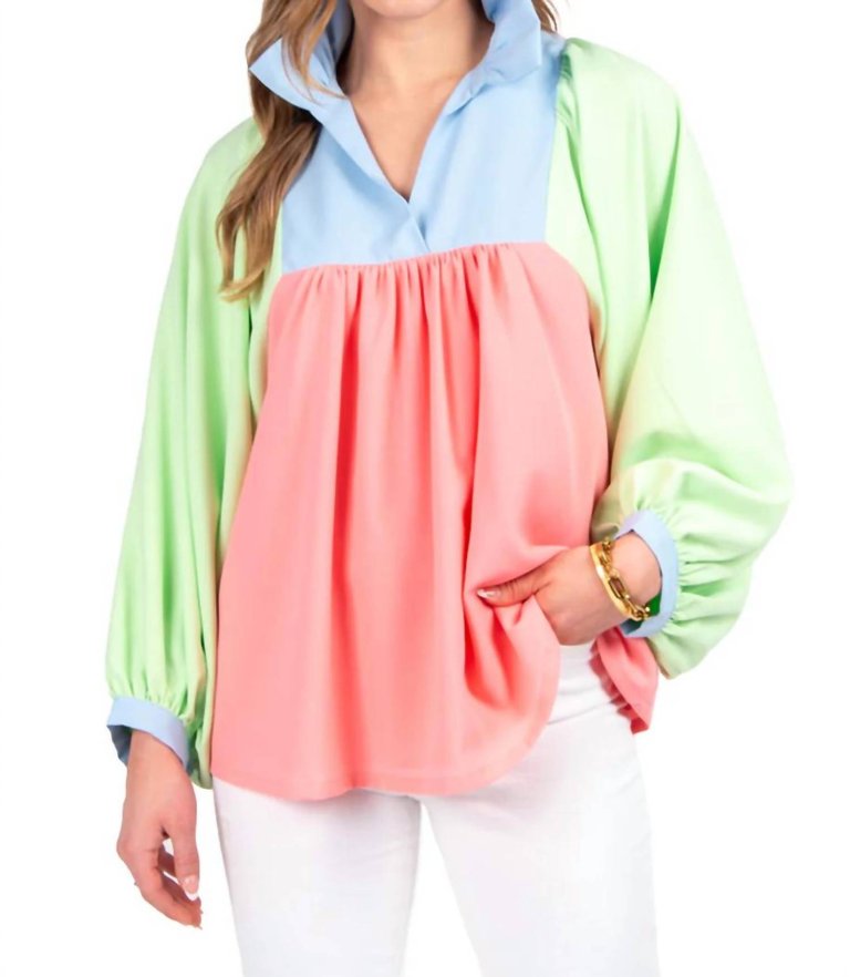 Stella Top In Guava Colorblock - Guava Colorblock