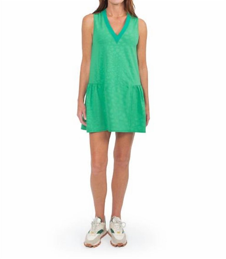 Varsity Daisy Dress In Emerald Cheetah - Emerald Cheetah