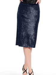 Classic Colors Midi Stretch Sequin Pencil Skirt