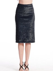 Classic Colors Midi Stretch Sequin Pencil Skirt - Blue