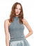 Light Blue Pearl Encrusted Sleeveless Mock Neck Top - LT Blue