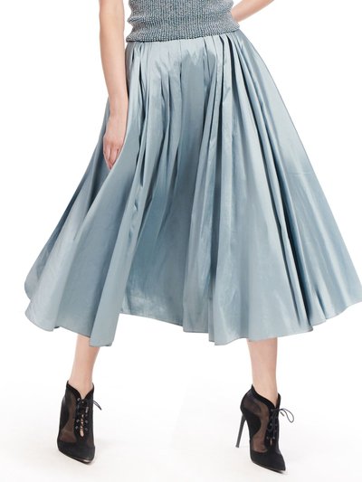 EMILY SHALANT Light Blue Taffeta Tea Length Midi Skirt product