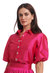 Puff Sleeve Blouse With Floral Medallion Buttons - Watermelon