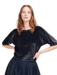 Sequin Blouson With Dolman Sleeves - Black