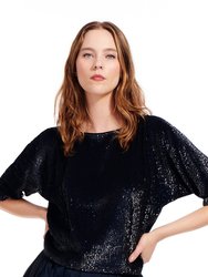 Sequin Blouson With Dolman Sleeves