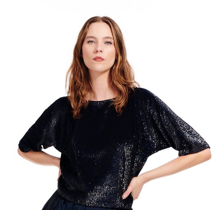 Sequin Blouson With Dolman Sleeves