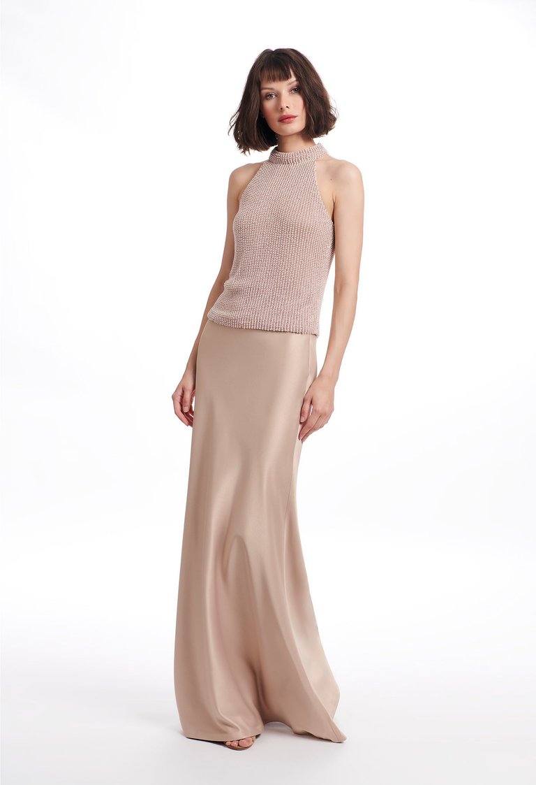 Spring 24 Bias Long Satin A-Line Skirt