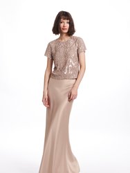 Spring 24 Bias Long Satin A-Line Skirt - Bisque