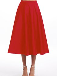 Suntan A-Line Taffeta Midi Skirt