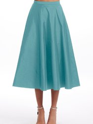 Suntan A-Line Taffeta Midi Skirt