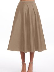 Suntan A-Line Taffeta Midi Skirt - Suntan