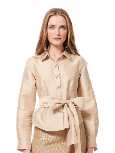 EMILY SHALANT Taffeta Blouse With Crystal Bow Buttons And Sash product