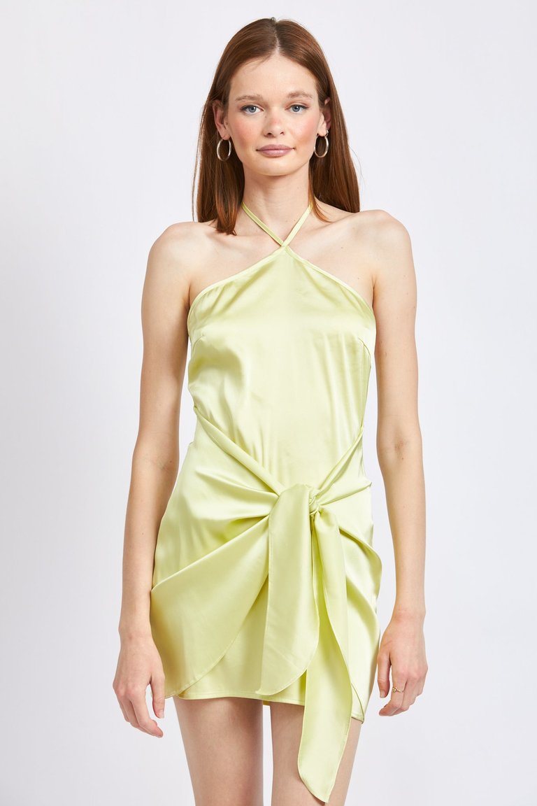Abby Halter Neck Mini Dress - Lime