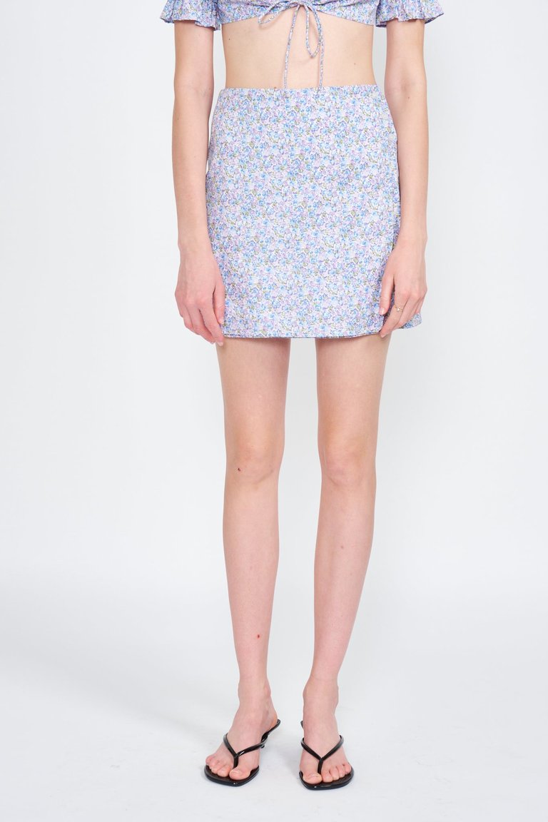 Alice Mini Skirt - Blue-Violet Floral