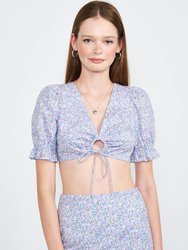 Alice Open Back Crop Top - Blue-Violet Floral