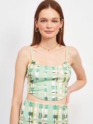 Arleth Spaghetti Strap - Green Plaid