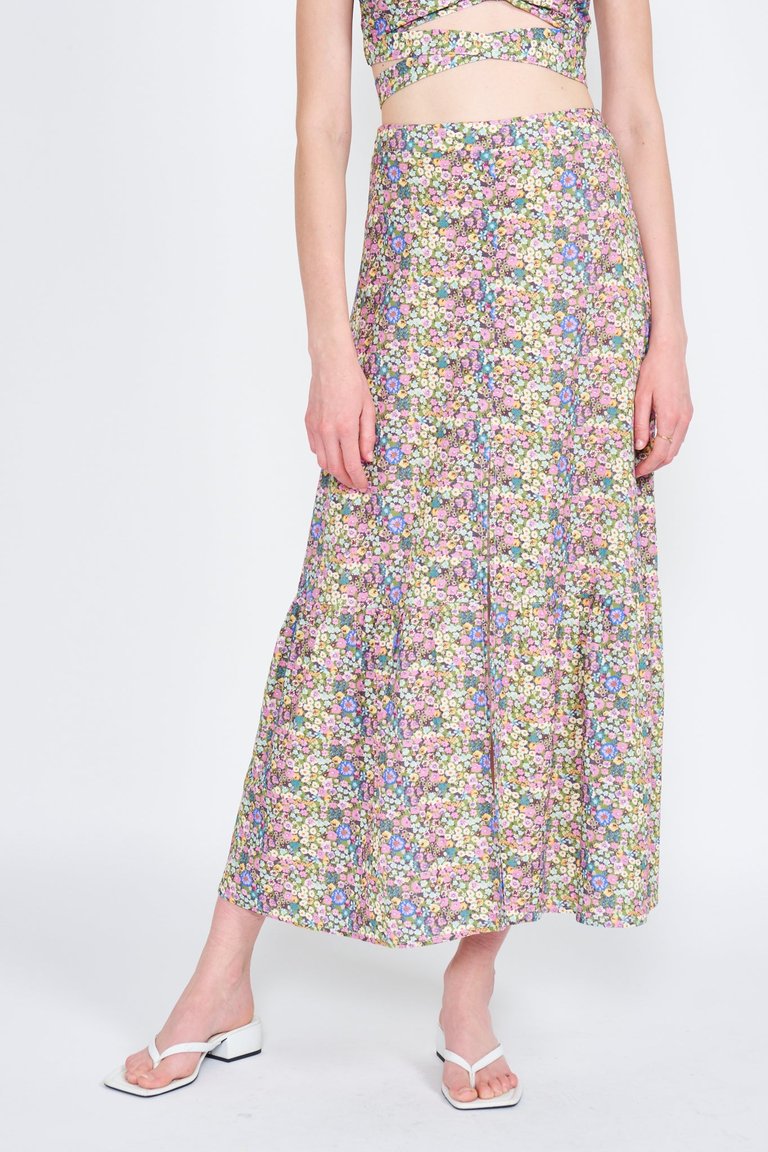 Atiana Midi Skirt - Green Floral