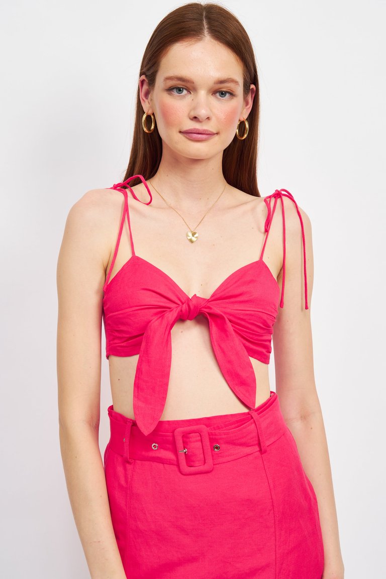 Aurora Tie Front Top - Hot Pink