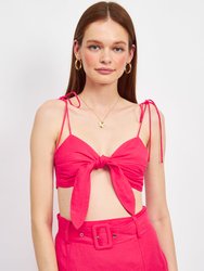 Aurora Tie Front Top - Hot Pink