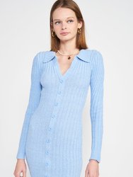 Blair Button Up Mini Dress - Sky Blue
