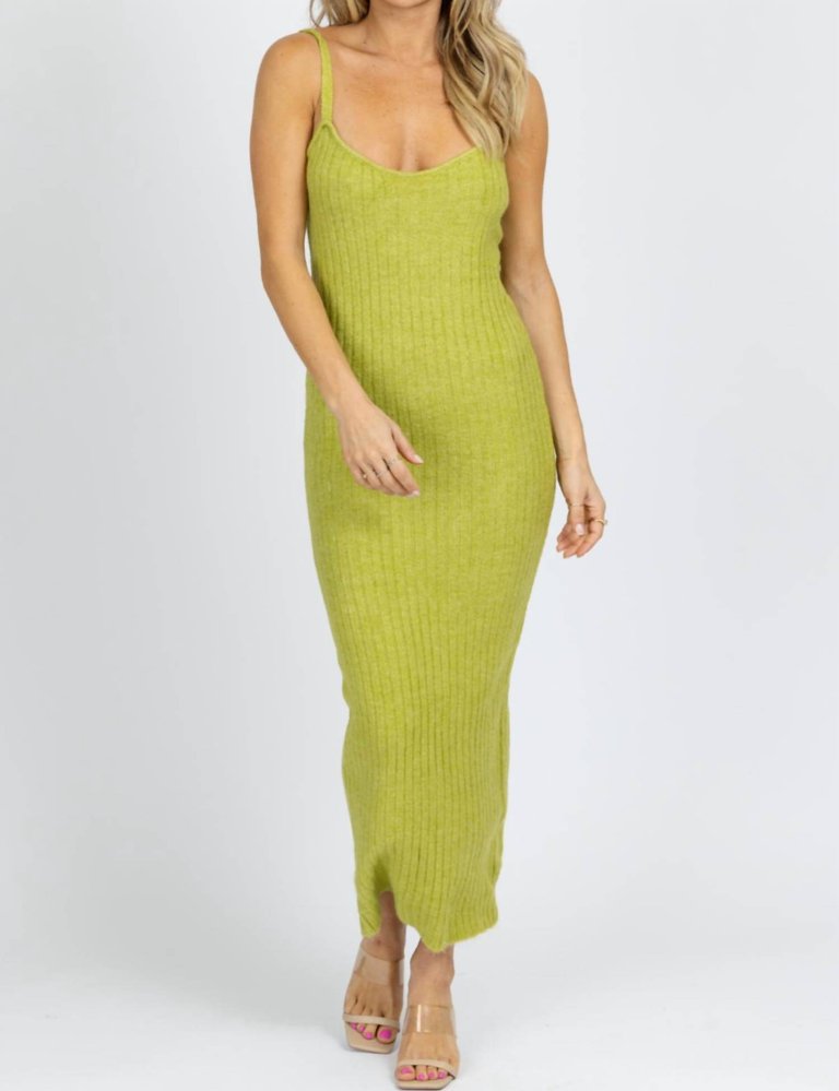 Bright Ribbed Sweater Midi Dress