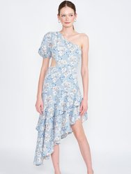Brynn Asymmetrical Maxi Dress - Blue floral