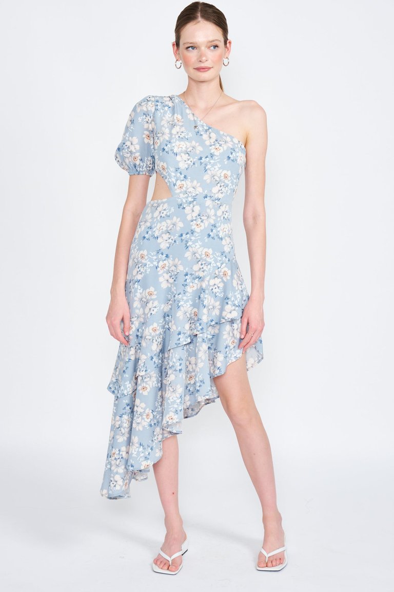 Brynn Asymmetrical Maxi Dress - Blue floral