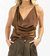 Cowl Neck Backless Silk Cami - Brown