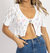 Crochet Front Tied Crop Top - White