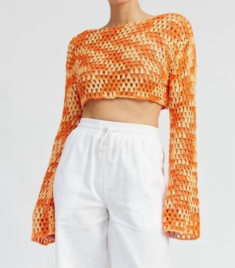 Cropped Crochet Top In Orange - Orange