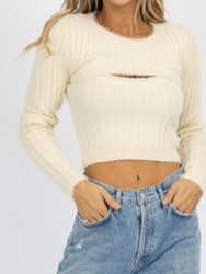 Fuzzy Two Piece Sweater Top - Buttercream