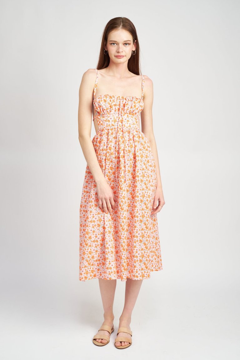Gracelynn Midi Dress - Pink & Orange