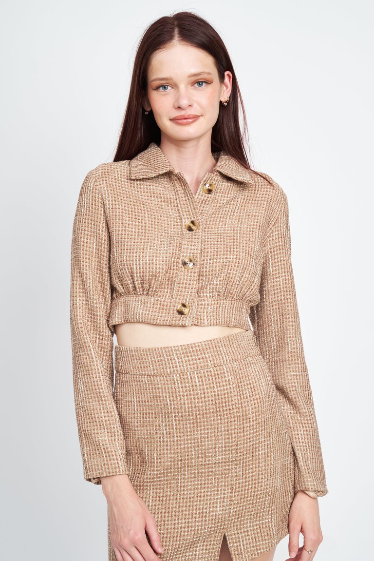 Jacy Cropped Jacket - Dark Beige