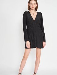 Jane V-Neck Mini Dress - Black