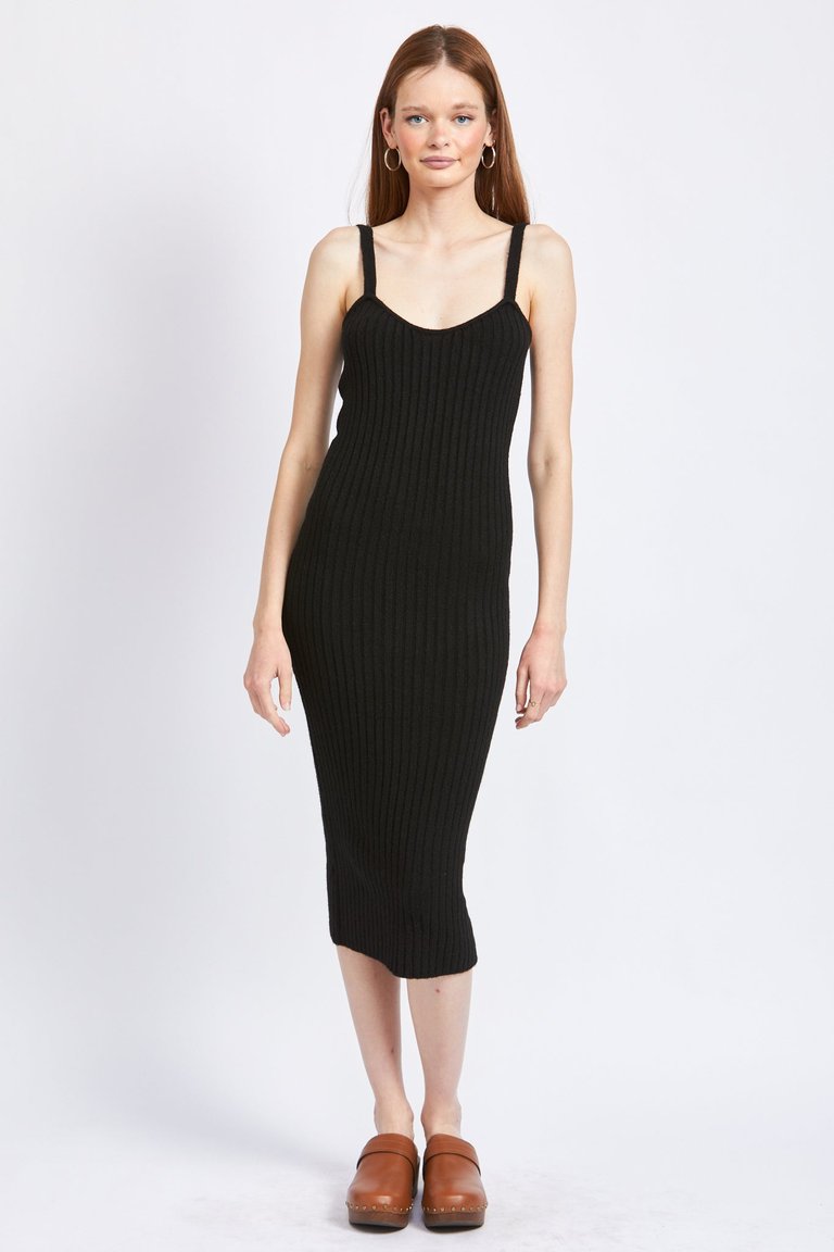 Josie Knit Midi Dress - Black