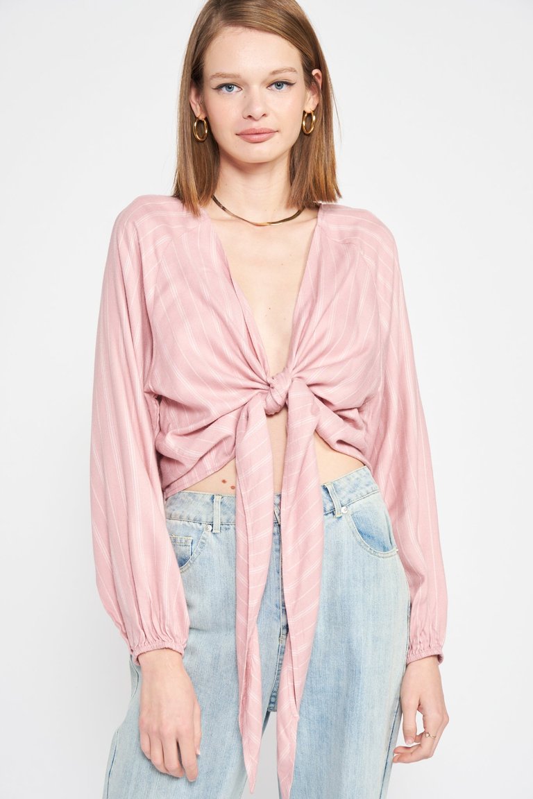 Juliette Front Button Up Top - Blush