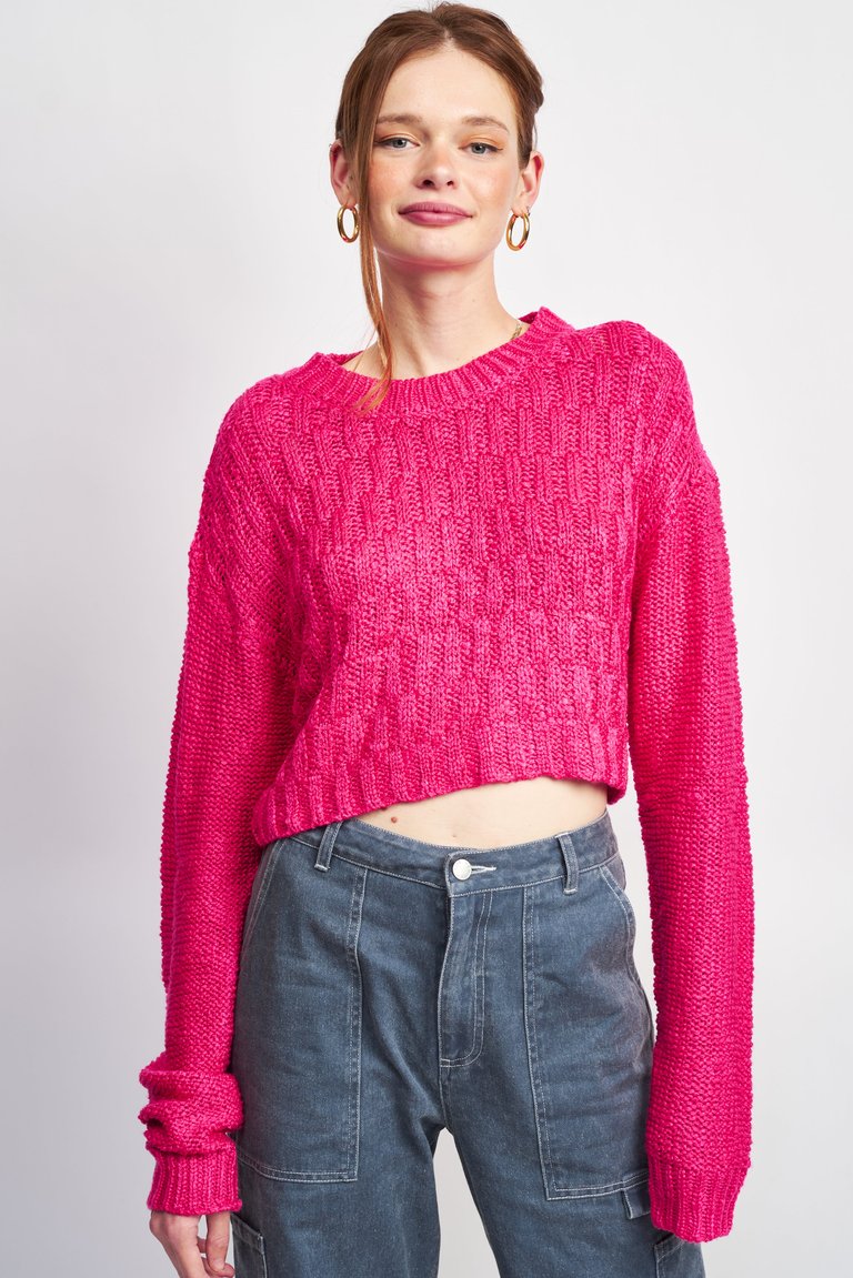 Kate Cropped Sweater - Fuchsia