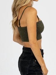 Leather Smocking Crop Top