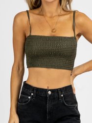 Leather Smocking Crop Top