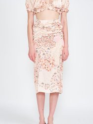 Lennox Ruched Midi Skirt - Pink-Nude