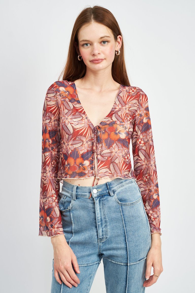 Lilly Mesh Top - Rust Floral