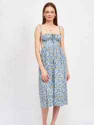 Molly Floral Midi Dress - Blue Floral