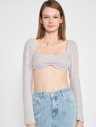 Oriana Square Neck Crop Top - Heather Grey