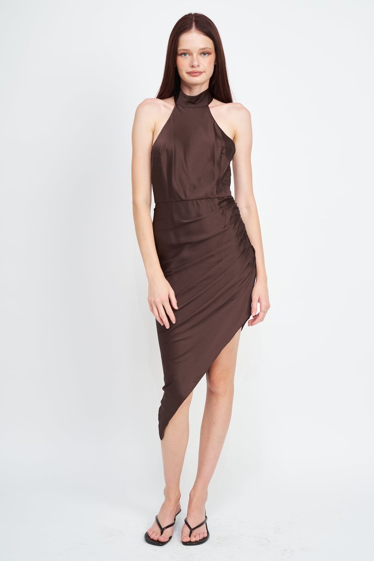 Orla Asmmetric Dress - Brown