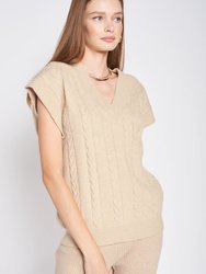 Sarah Knit Sweater Vest - Tan