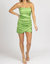 Satin Strapless Ruched Mini Dress - Green