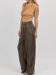 Satin Wide Leg Pintuck Pant