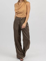 Satin Wide Leg Pintuck Pant