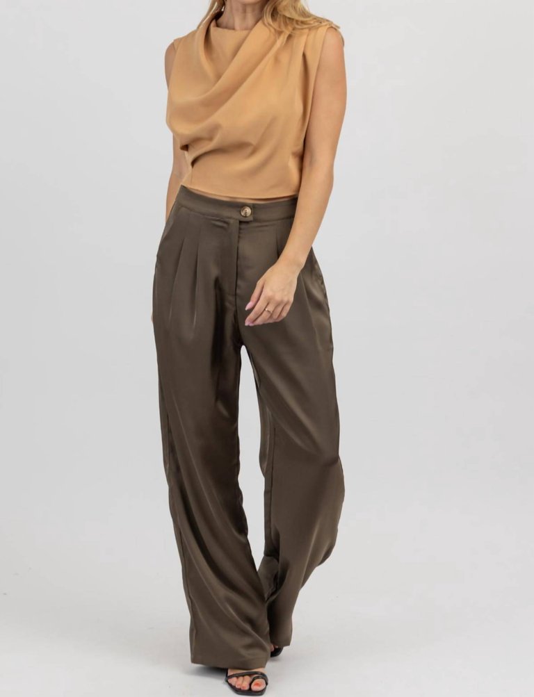 Satin Wide Leg Pintuck Pant